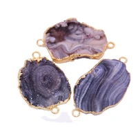 natural geode druzy stone women connector charms amulet pendants for bracelets jewelry galaxy crystal quartz jewelry as gift