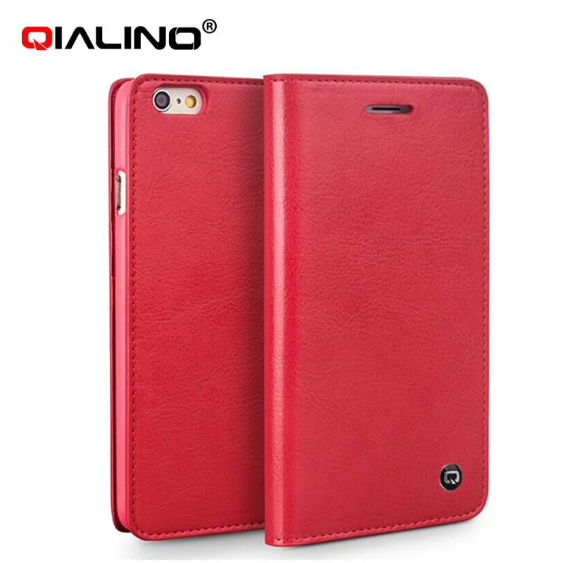 

QIALINO brand pure handmade flip cover for iphone6 / 6s genuine leather case for iphone 6 / 6s plus wallet case with card slot