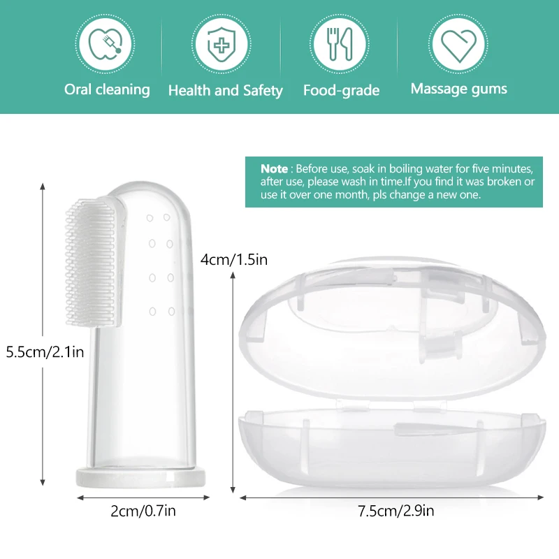 Детская зубная щетка на палец силиконовая для чистки языка прорезыватель