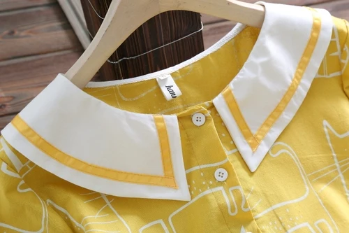 Женские желтые vestidos Mori милые девочки милое платье Новая Летняя мода Питер Пэн