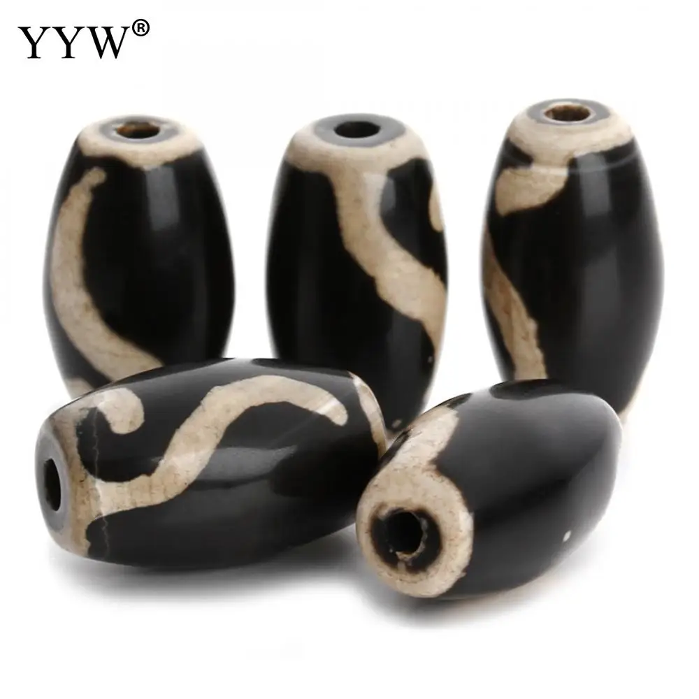 2PCS Natural Stone Beads Tibetan Agates Dzi Drum 14x24mm Hole:Approx 3mm Bead Jewelry Gift Wealth and health | Украшения и