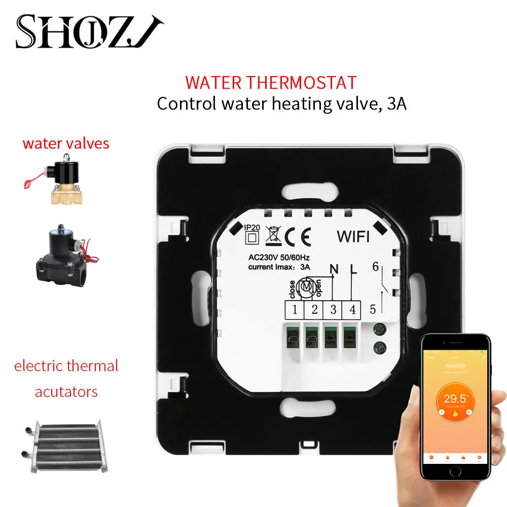 WIFI 3A SMART TUYA WiFi термостат для воды/электрического нагрева регулятор температуры Еженедельный программируемый сенсорный экран ЖК-дисплей комната - Цвет: WIFI 3A