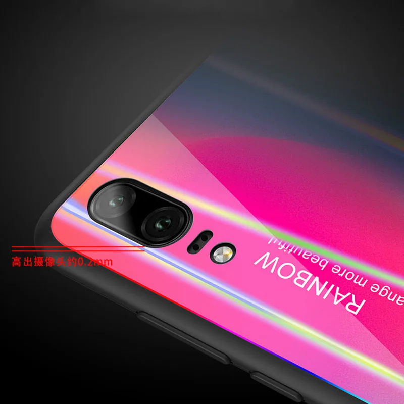 POBLU Luxury Cool Gradient Aurora Tempered Glass Colorful Smooth Protector Cases For Huawei P20 Pro Lite Honor V10 Play Nova 3E |