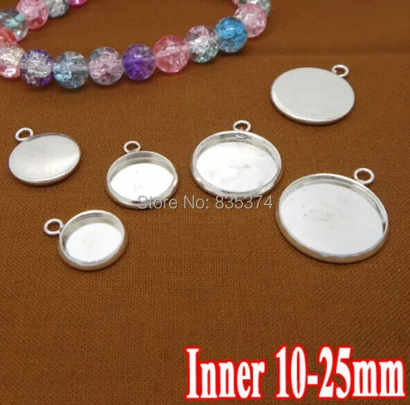 

200 шт Посеребренная Подвеска без рисунка с внутренней рамкой 10-25 мм оправой лоток для камеи кабошона, оптовая продажа ювелирных изделий своими руками