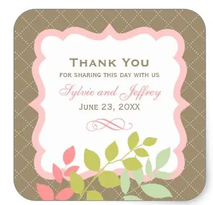 

1.5inch Thank You Favor Sticker Leaf Frame