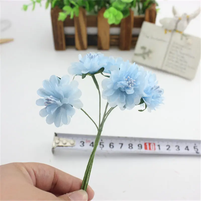 6 шт./лот миниатюрные шелковые искусственные розы букет свадебное украшение