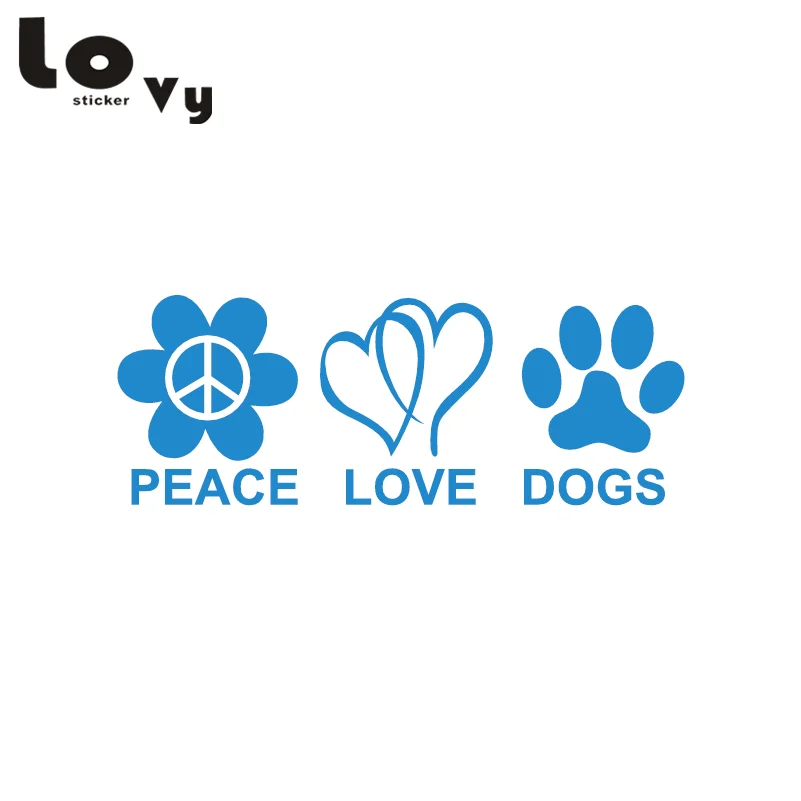 Peace Love Dogs Viny Wall Sticker Creative Cartoon Animal Vinyl Decal for Bedroom Home Decor | Дом и сад