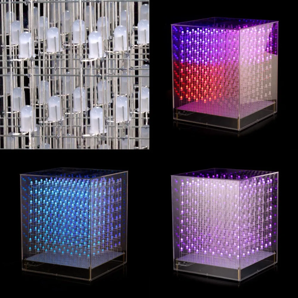 Светодиодный куб rgb 8x8x8 3D полноцветный DIY комплект/готовый музыкальный спектр