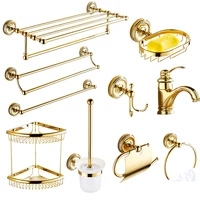 shiny brass gold paper towel rack european bathroom pendant suit bath accessories creative robe hook double shower shelves
