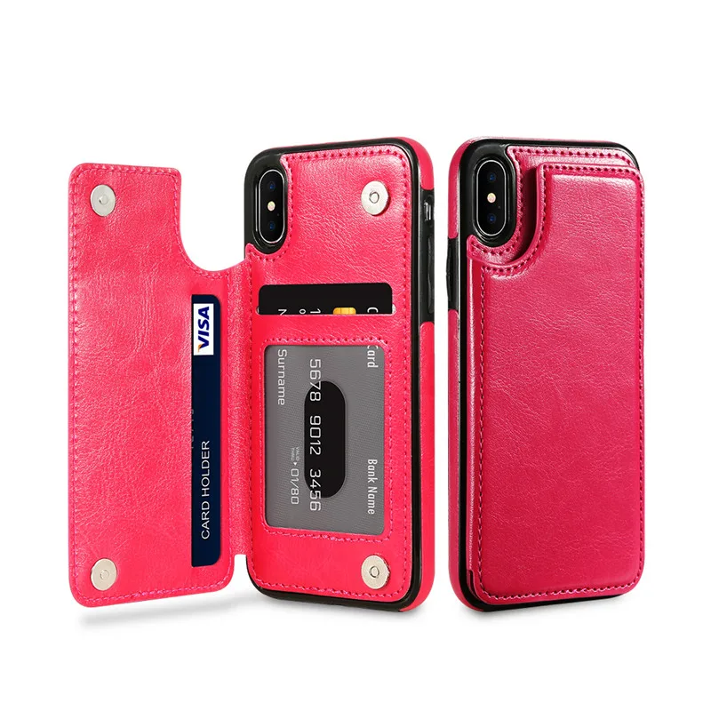KISSCASE роскошный Флип кожаный бумажник чехол для iPhone 7 Coque отделения для карт мобильный телефон сумки чехол для iPhone 7, 7plus 7 Plus Fundas - Цвет: Hot Pink