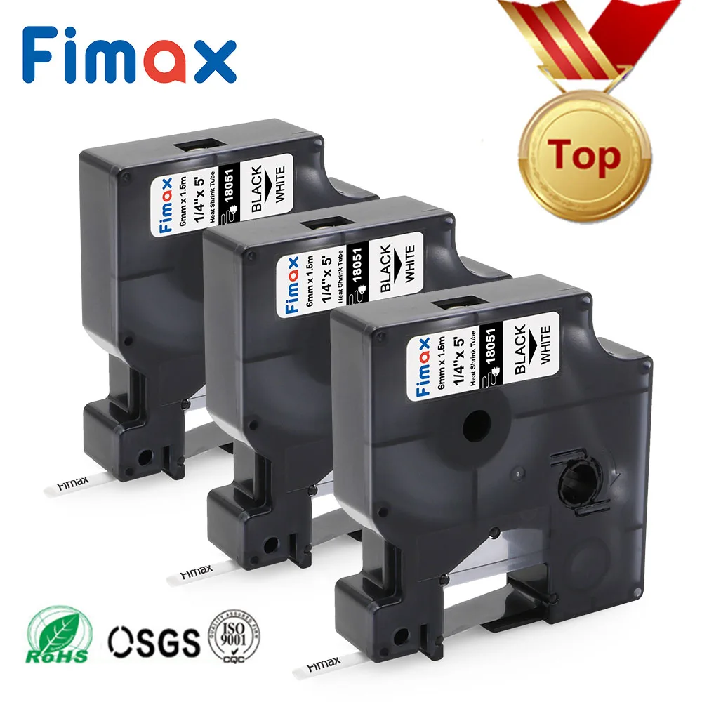 3 шт. 18483 Rhino 12 мм S0718210 IND перманентные полиэфирные этикетки черные на белом для DYMO