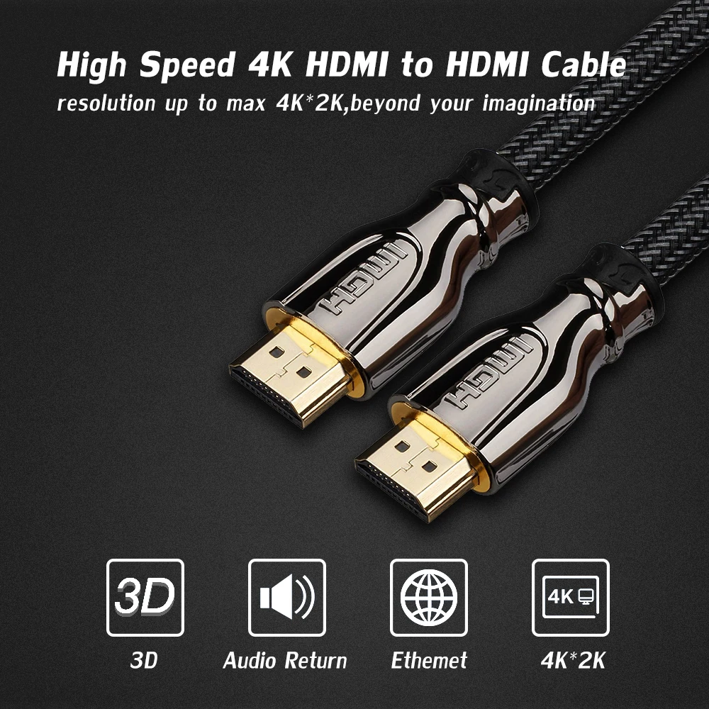 Высокоскоростной 2 0 Версия 3D 4K 60FPS HD видео данных HDMI кабель ARC TV Box ЖК проектор 1 м 3 5
