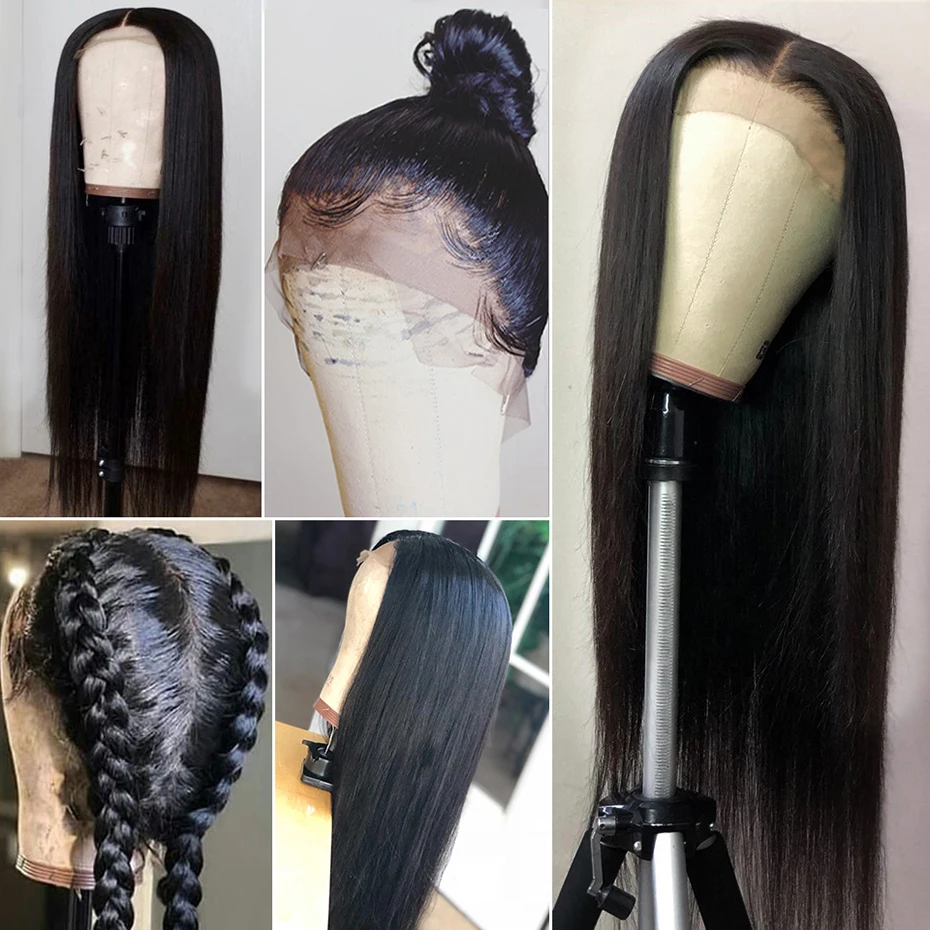 360 передний парик из натуральных волос прямой с кружевом предварительно сорвал