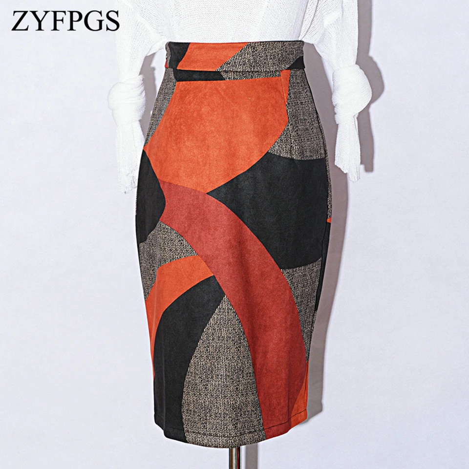 Женская юбка с геометрическим рисунком ZYFPGS повседневная узором модель Z0928 на