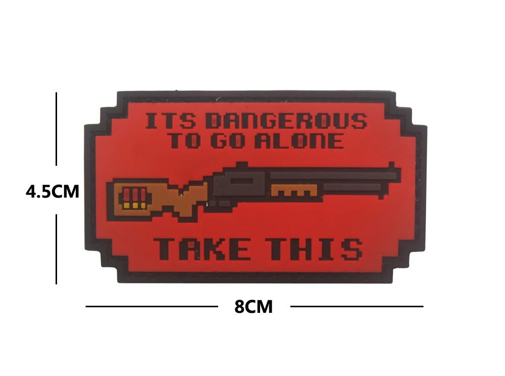 Ретро видео игра легенда Zelda Dangerous Go Alone Take Gun Rifle Калашников AK 47 AK47 Боевая тактическая нашивка, значок, аппликация