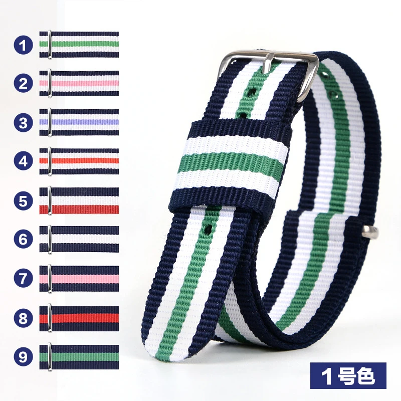 

Wholesale 10PCS/lot Heavy duty nylon straps 17 18 19 20mm Nylon Watch band NATO strap zulu strap watch strap silver ring buckle