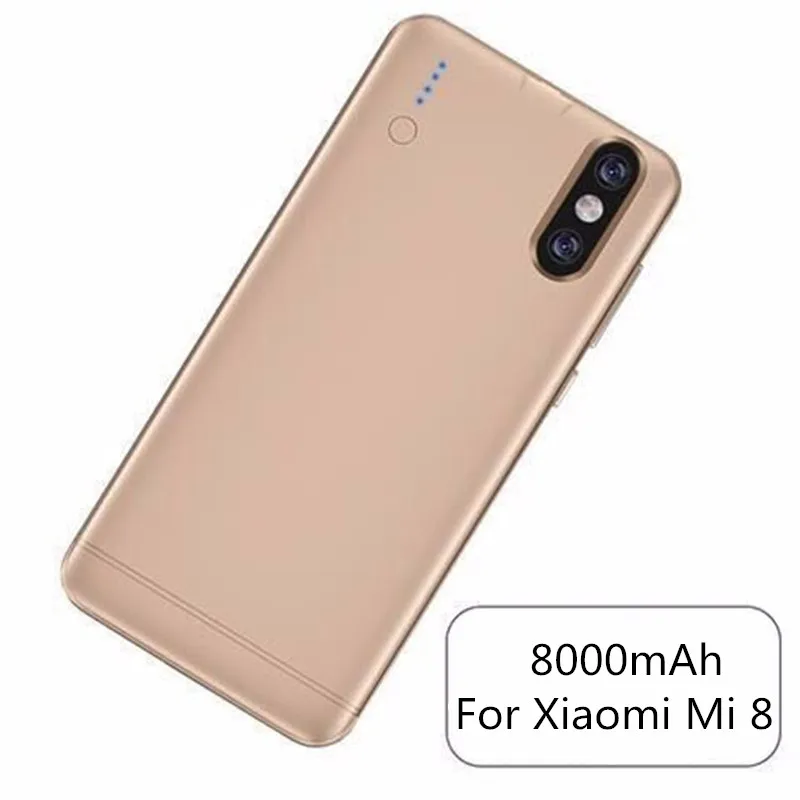 6000/8000 мАч чехол для внешнего аккумулятора для Xiaomi Mi 6 Портативный чехол для зарядного устройства для Xiaomi Mi 8 чехол для резервного аккумулятора - Цвет: Gold For mi 8