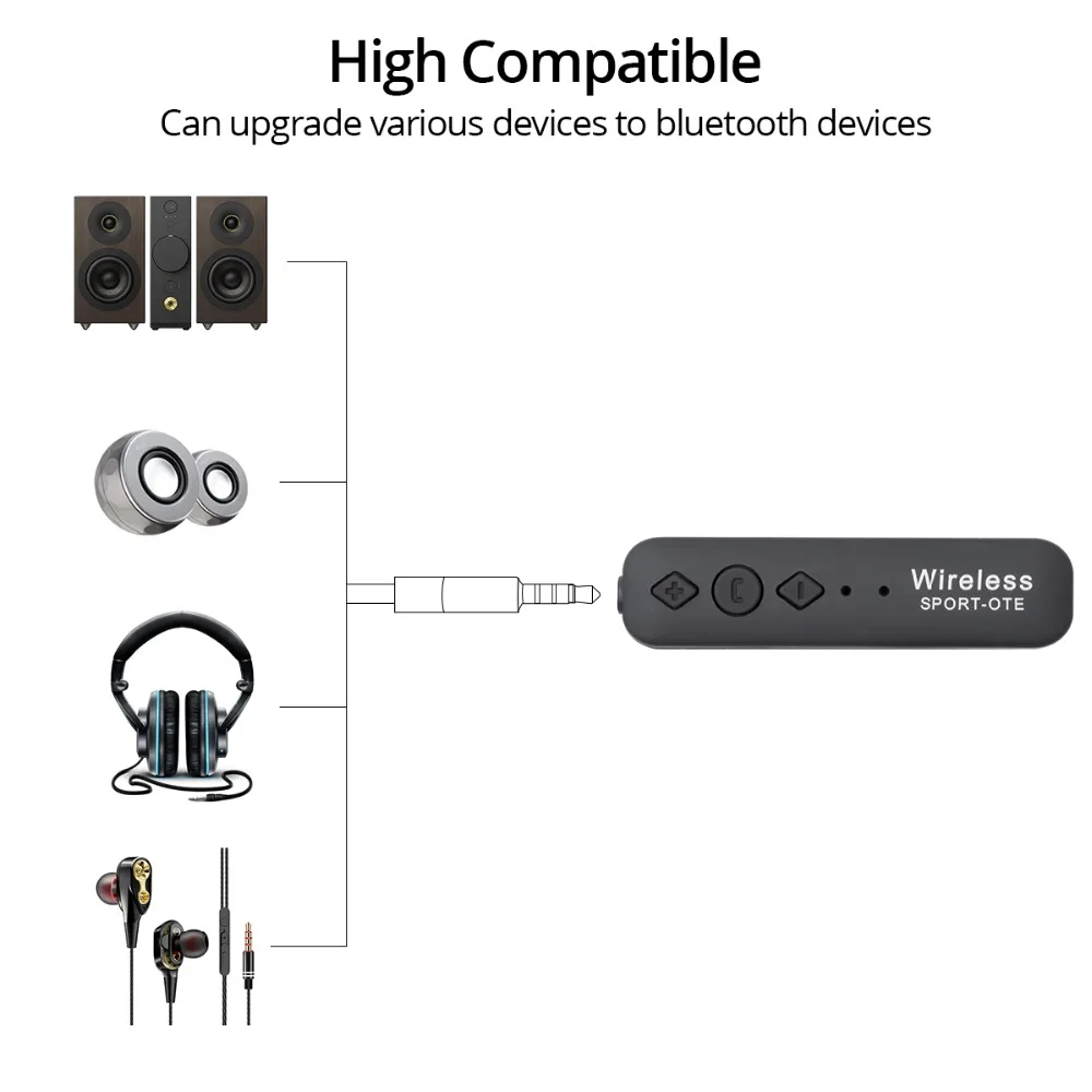 OCAMK Separable Wireless Bluetooth Earphone Sport in ear hook wireless earpiece 3.5mm V4.2 Receiver for Mobile Phone Earphones |