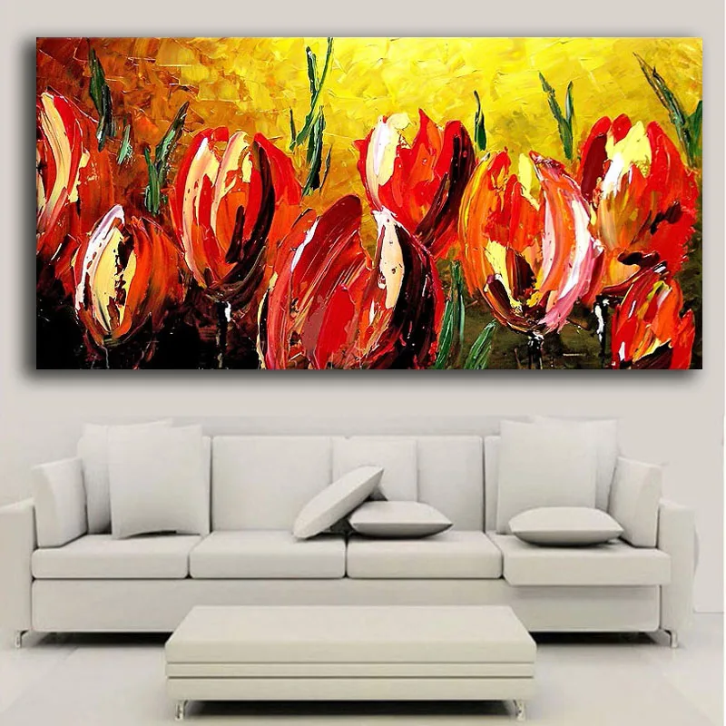 Расписанные вручную Тюльпаны картина современная абстрактная маслом на холсте