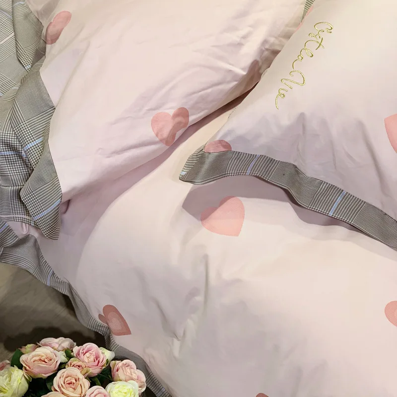 Пододеяльник с милым сердечком для девочек жаккардовое переплетение постельное