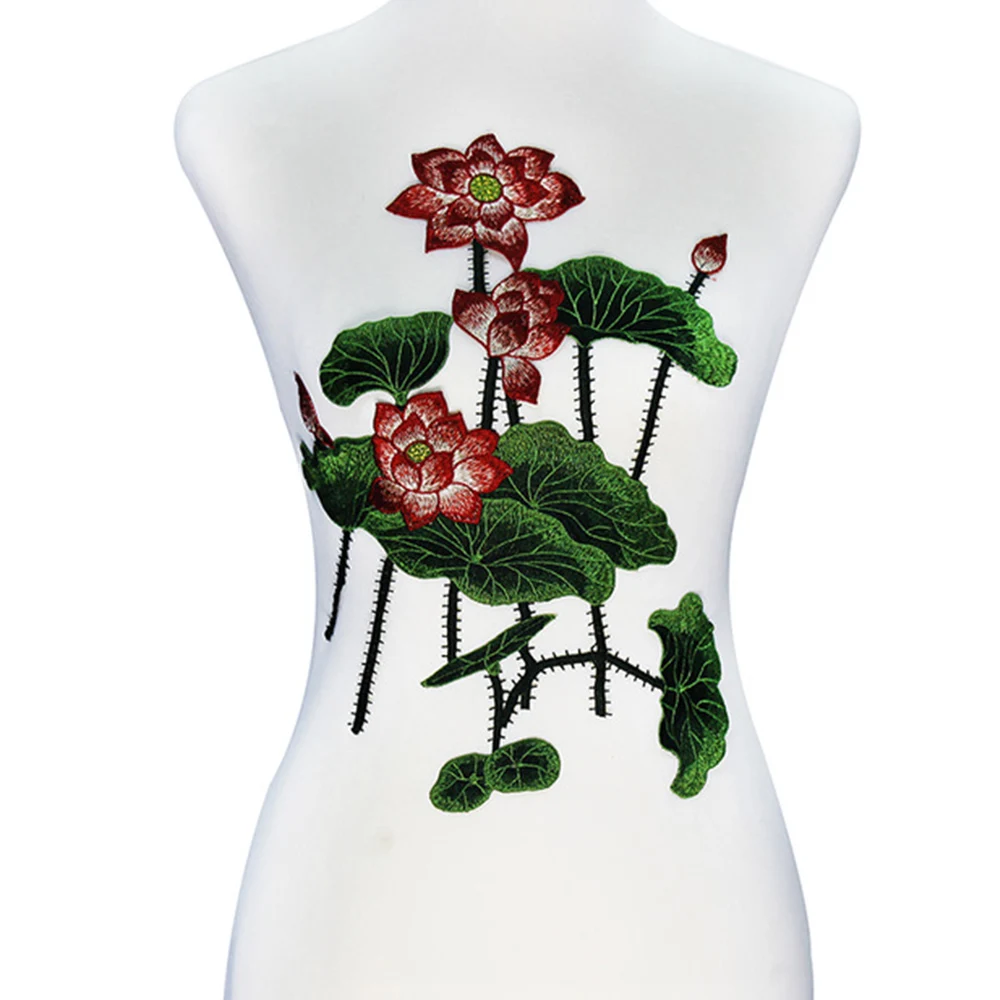 Goldfish Lotus Embroidery Lace Applique Fabric Patches Trimming Motif Scrapbooking Clothes Decorated Craft 1PC T2818 | Дом и сад