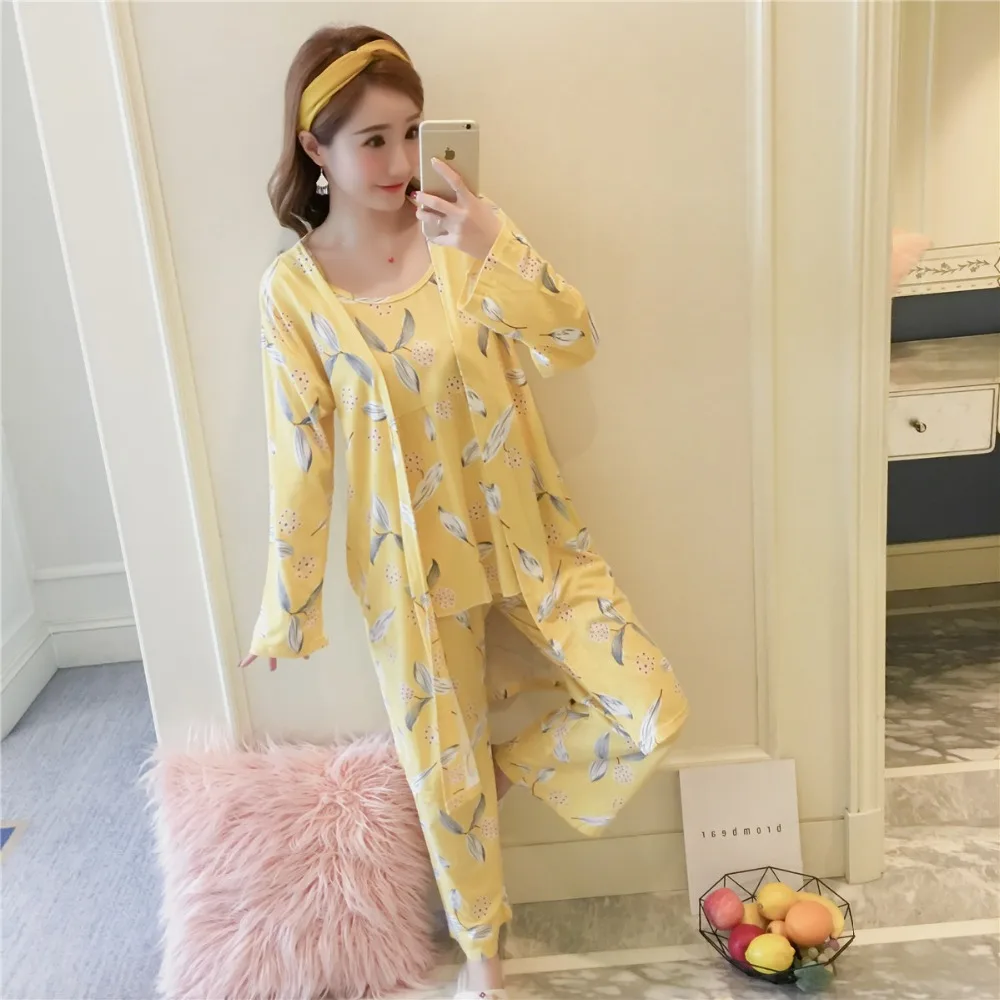 Комплект из 3-х предметов Длинные рукава женщин на осень-зиму pijama | Женская одежда