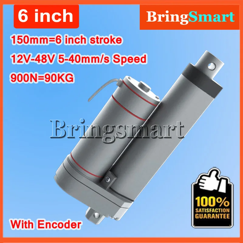 

L-TGA-Y 12V DC 150mm Ход 6-дюймовый Холл электрический линейный привод с кодеком 6 ''ход 900N 90 кг нагрузка 12-48V трубчатый двигатель постоянного тока