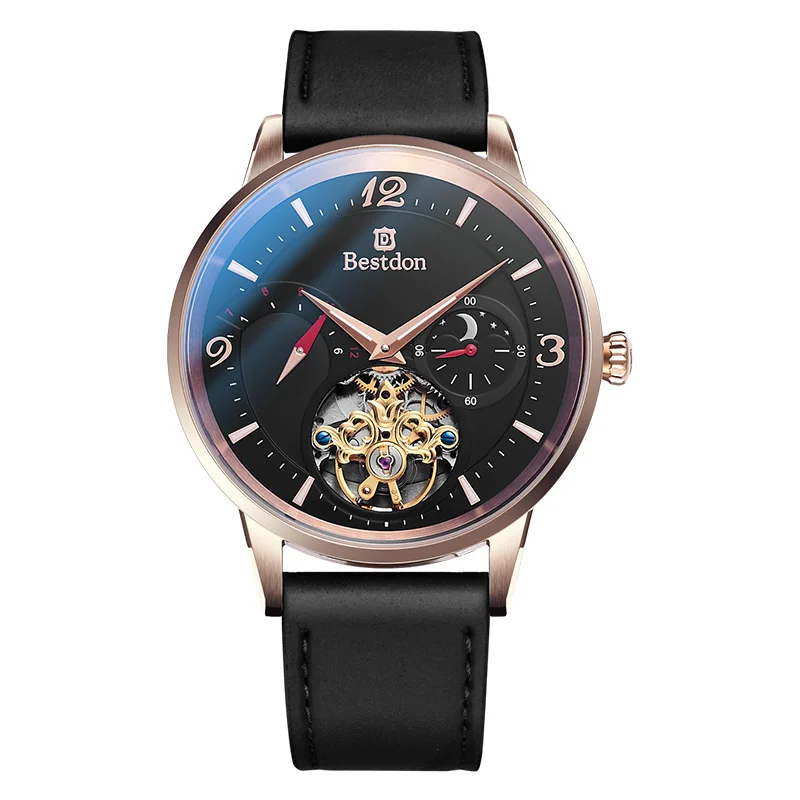 Мужские полностью автоматические механические часы Bestdon Tourbillon роскошные модные