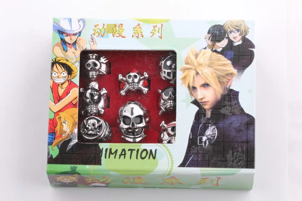 Цельное кольцо на палец 10 шт./лот винтажное панк аниме Луффи Зоро Трафальгар Ло