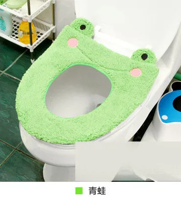 2 frog Мультяшный теплый кашемировый моющийся чехол для унитаза для ванной комнаты, коврик с крышкой, тканевый утеплитель для унитаза, моющийся тканевый чехол для сиденья - Цвет: 2 frog