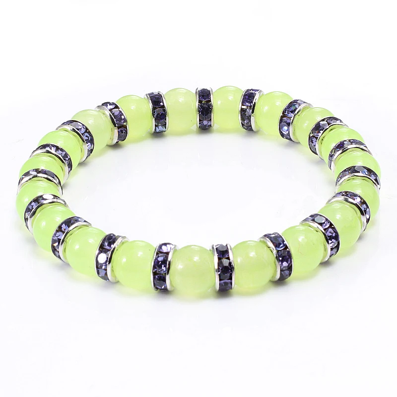 Натуральный зеленый оникс Камень Бисер Кристальный браслет браслеты для женщин