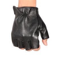 mans semi finger cowhide gloves locomotive motorcycle non slip fitness male high quality real leather gloves nan48
