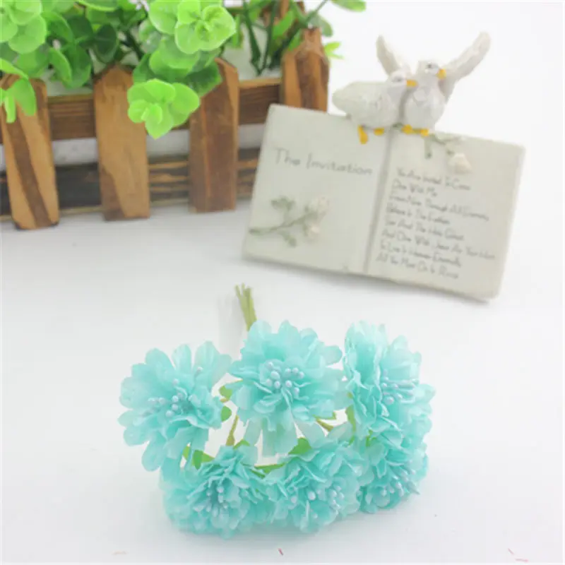 6 шт./лот миниатюрные шелковые искусственные розы букет свадебное украшение