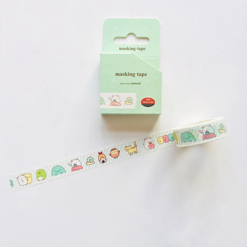 1,5 см тонкий широкий милые Sumikko Gurashi васи лента клейкая лента DIY Скрапбукинг Стикеры этикетка Маскировка для ремесла лента - Цвет: 07