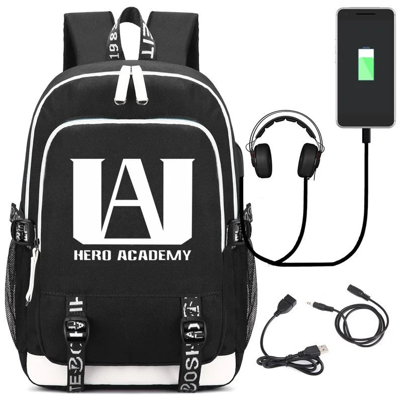 Рюкзак Boku no Hero с usb портом рюкзак для косплея My Academia можно заряжать повседневный