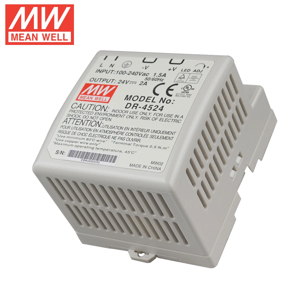 Подлинный тайваньская компания Mean Well импульсный источник питания DR 4524 45 Вт 24V2A