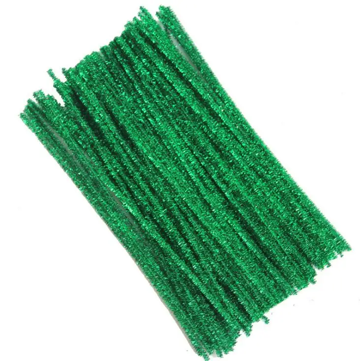 Dark Green 100 шт блестящие стебли синели, очистители труб, детские игрушки, принадлежности для рукоделия, детские развивающие игрушки, GYH - Цвет: Dark Green