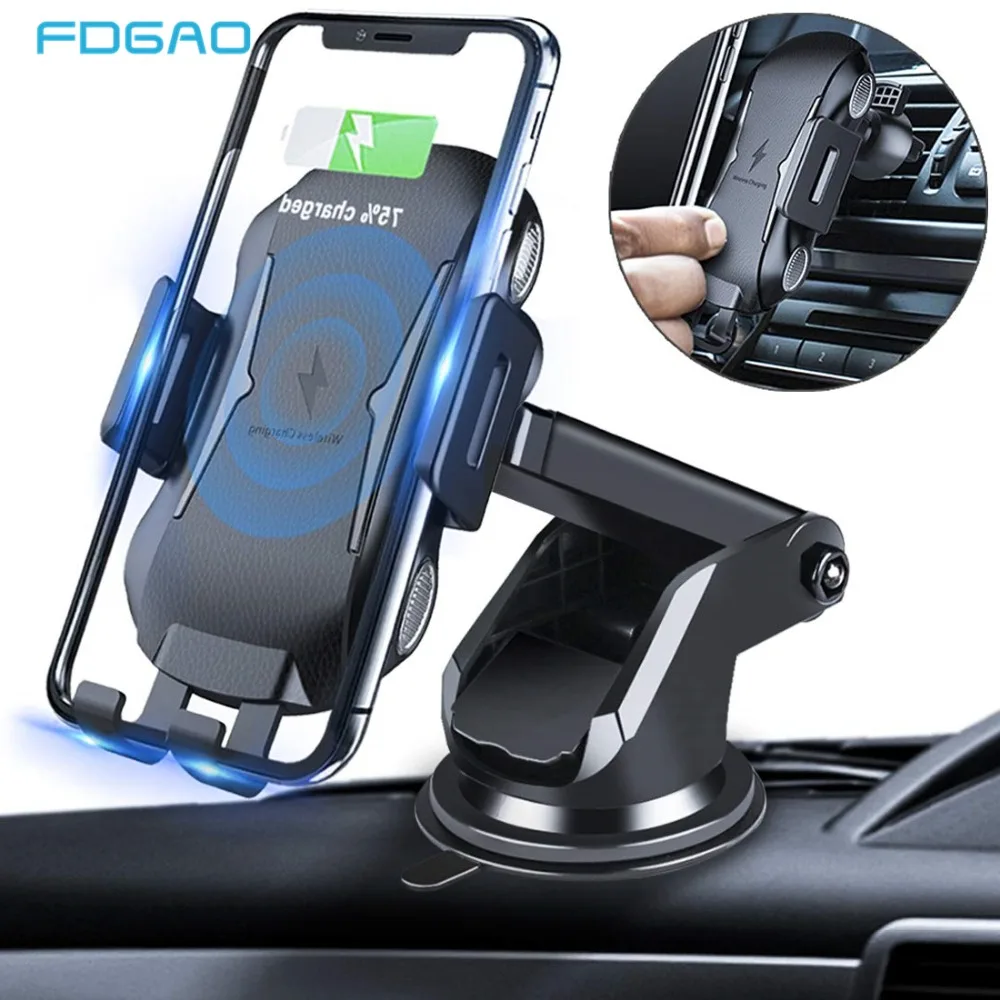 Беспроводное Автомобильное зарядное устройство FDGAO с зажимом 10 Вт держатель для