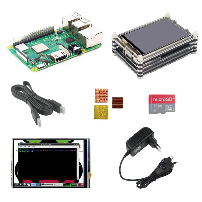 Оригинальный британский Raspberry Pi 3 Model B + с 5-дюймовым ЖК-модулем акриловый корпус 5V3A