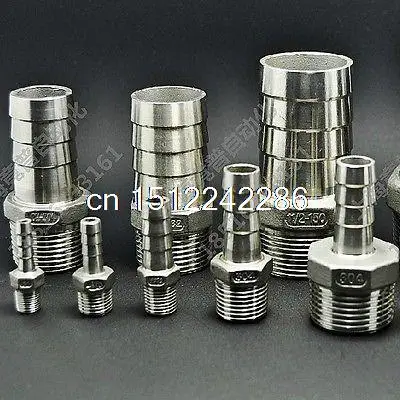 

304 Stainless Steel 1 Inch Male BSPT Threaded x 12mm Hose Barbed Connector