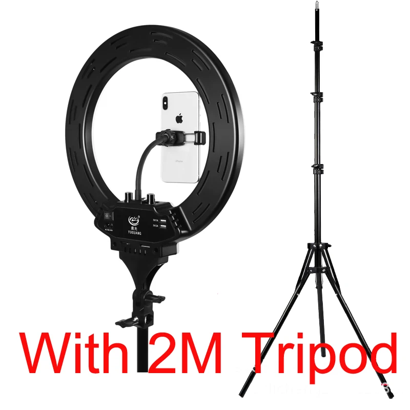 Photographic Lighting 14 Inch LED Ring Light 35cm 3200-5600K add Pink Lighting Selfie Lamp for youtube Video with Phone Holder - Цвет: Серебристый