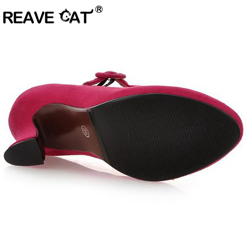 Женские туфли лодочки на высоком каблуке REAVE CAT Модные Повседневные из флока с