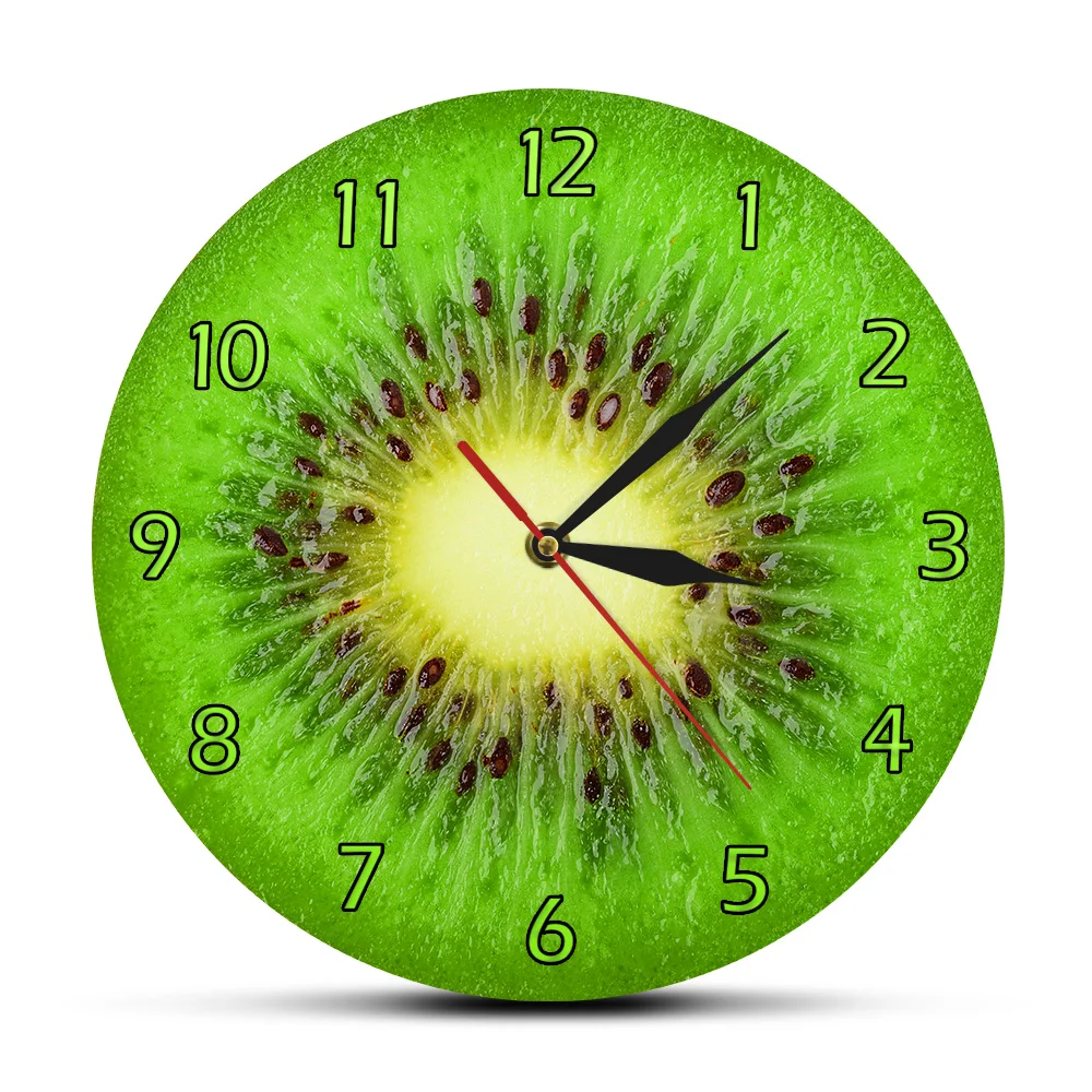 Летние фрукт киви спроектированные зеленые настенные часы Kiwi фрукты свежий