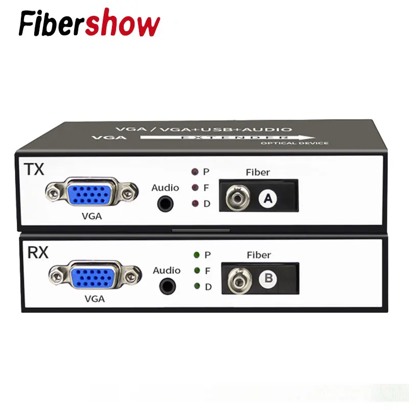 Преобразователь из VGA в оптоволоконный 1080P Волоконно-оптический удлинитель видео
