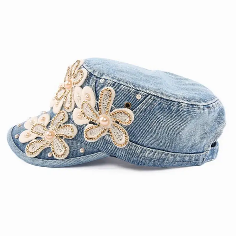 Кепка с цветами ковбойская жемчугом для женщин и мужчин бейсболка со стразами |