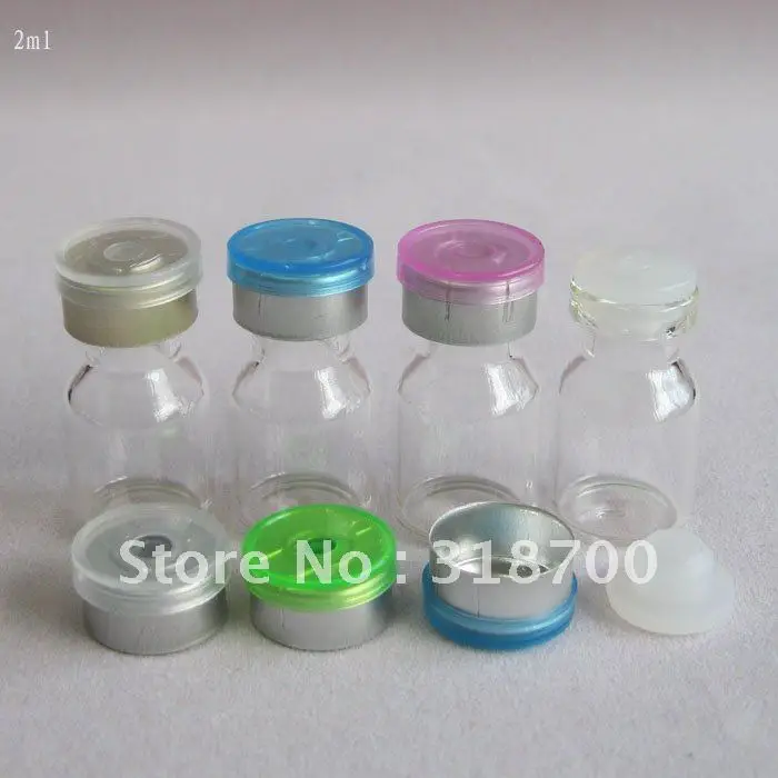 300pcs/lot  2ml Clear Injection Glass Vial With Flip Off Cap Mini Empty Bottle Glass Containers