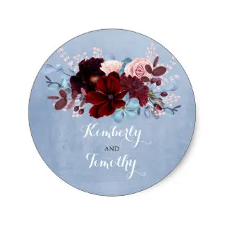 Классическая круглая наклейка 3 8 см бордового и пыльно-синего цвета