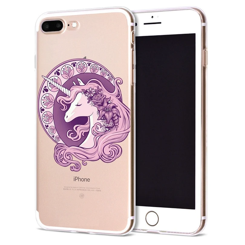 Чехол для Apple iPhone 6 6S 7 Plus X 10 милый Единорог Мягкий TPU чехол Оригинальный 8 B319 |