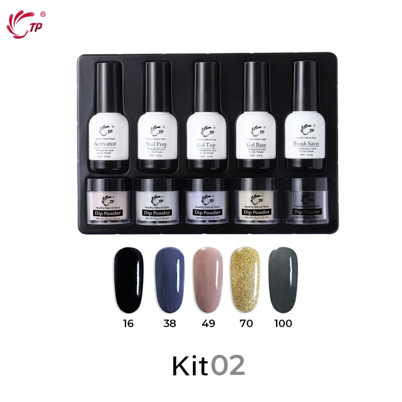 TP Dip порошок Системы комплект стартера Французский маникюр База Top Coat активатор порошок блеск ногтей профессиональный салон DIY - Цвет: Kit 02