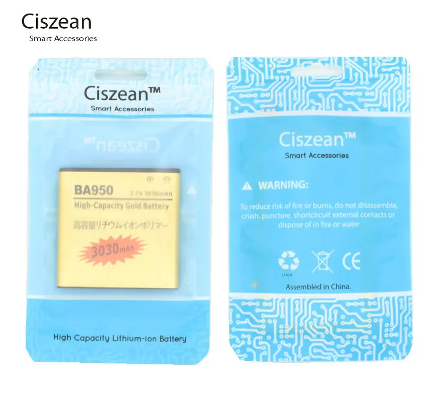 Ciszean 10 шт./лот 3030 мАч BA950 Золотой Сменный аккумулятор для ZR M36h SOL22 C5502 C5503 SO-04E AB-0300 +